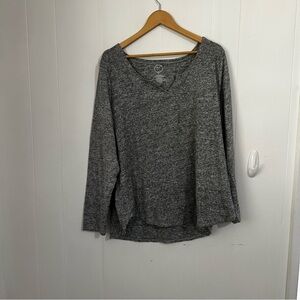 24/7 Comfort Apparel Gray 3/4 Sleeve Relaxed Blouse